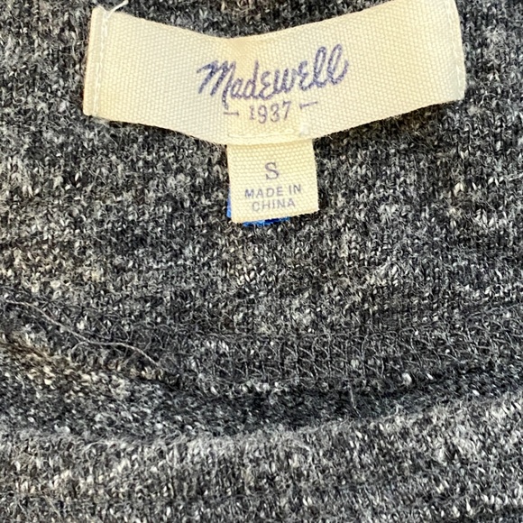 MADEWELL Pullover Top Grey Knit with Green Contrast Ribbon Accent Size S - Picture 3 of 8